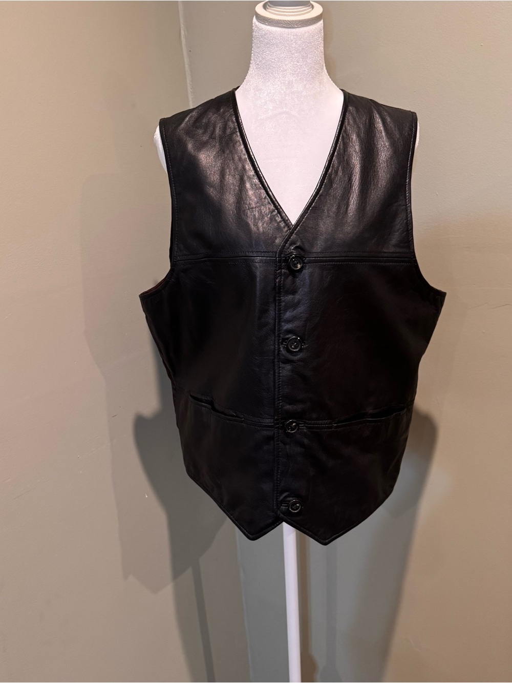 Pelle Studio Black Leather Button-Front Vest
